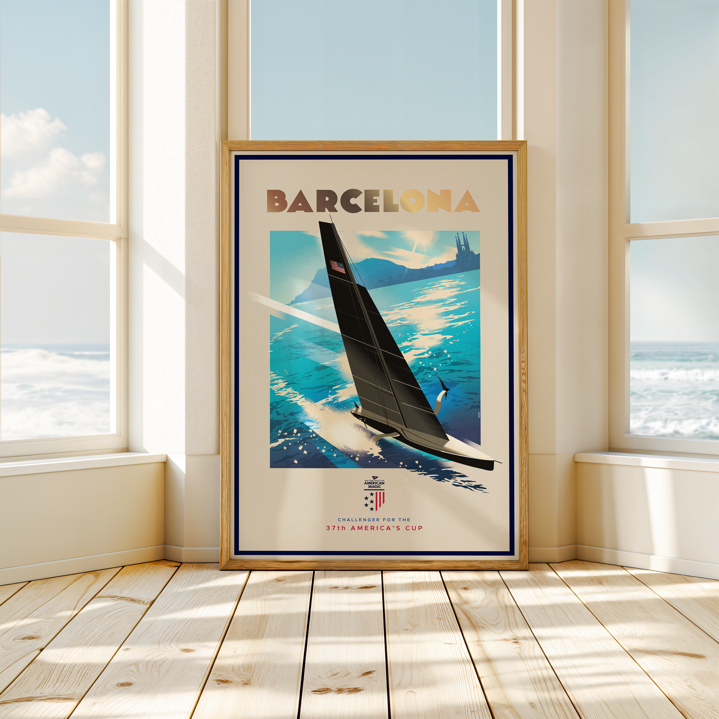 Affiche Originale Yachts Of The America’s Cup - The Big Racing Cutters - Poster Rare Bateau Voile