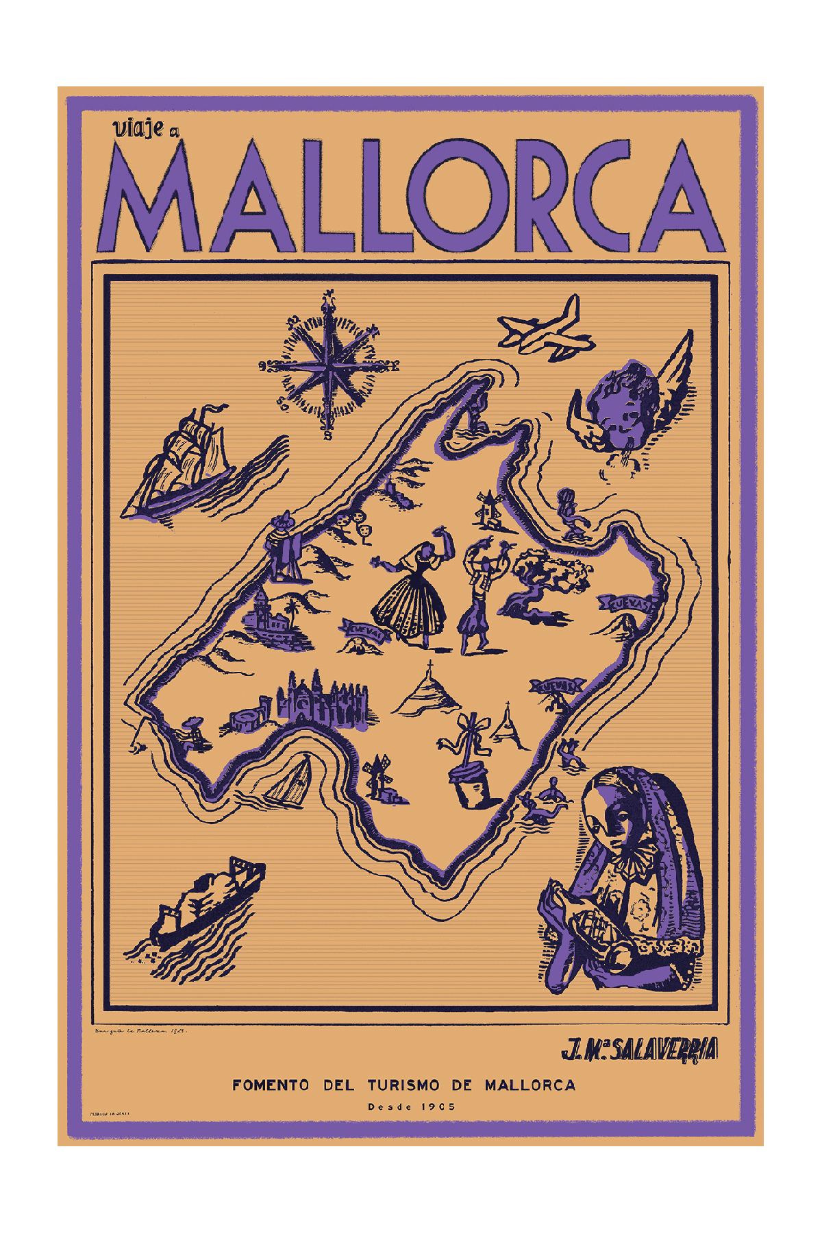 Viaje a Mallorca Map, 1928 (Purple).