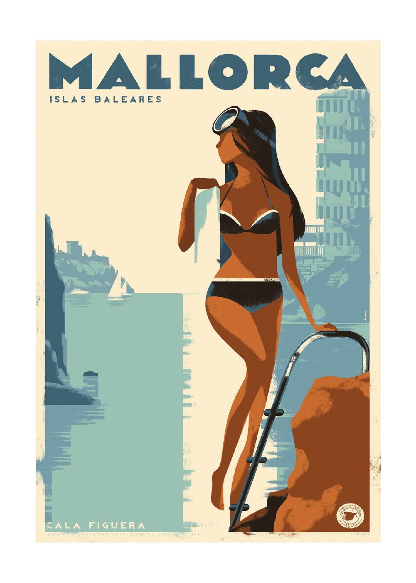 La Nadadora, Cala Figuera, Mallorca, Islas Baleares, 1950s.