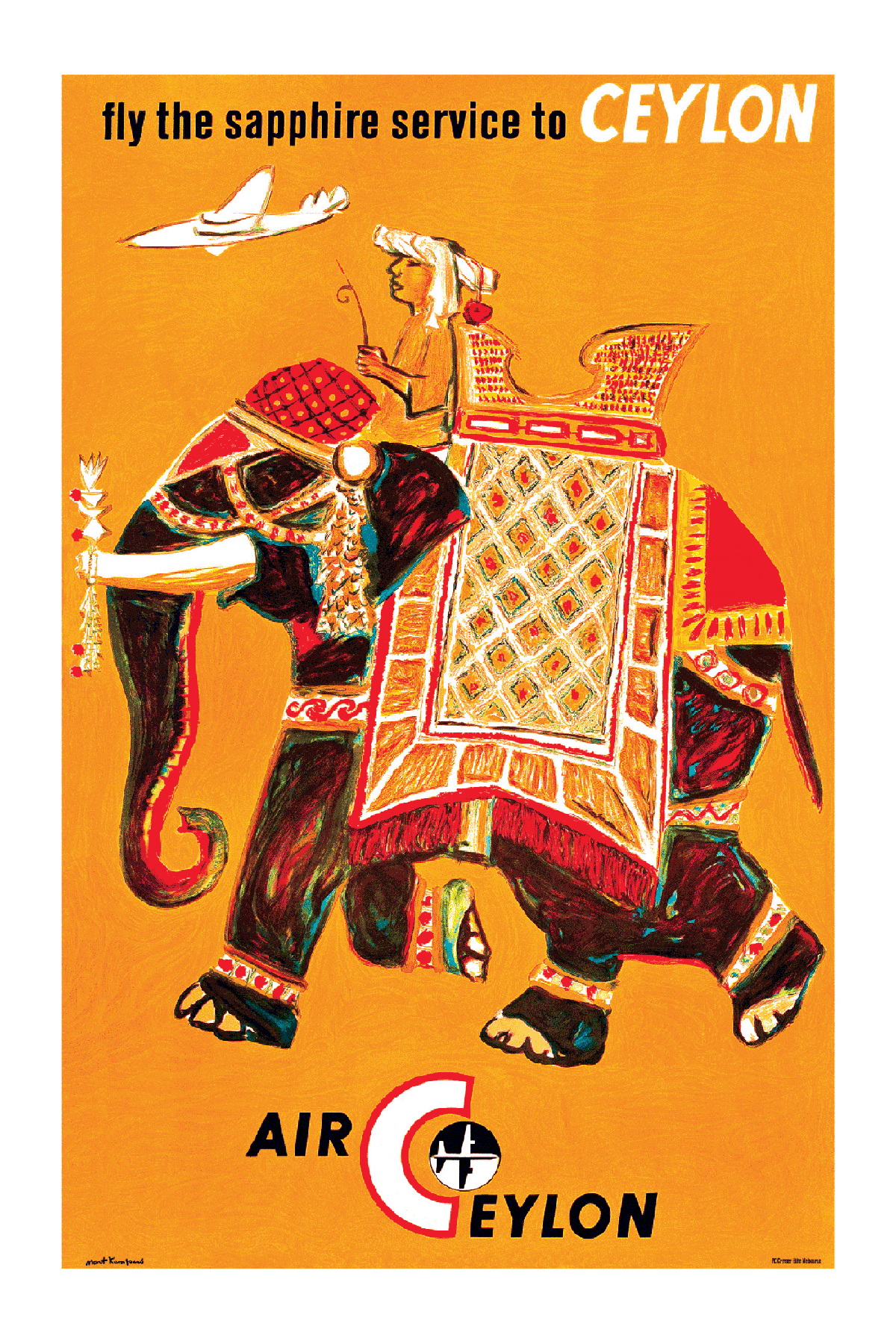 Sapphire Elephant, 'Fly The Sapphire Service To Air Ceylon', 1955.