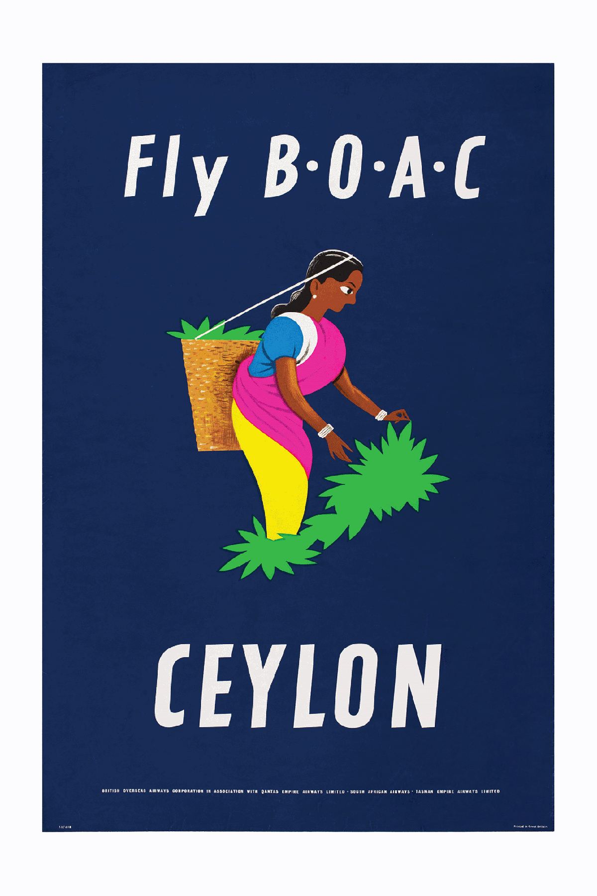 Fly B.O.A.C To Ceylon, Tea Picker, 1953.