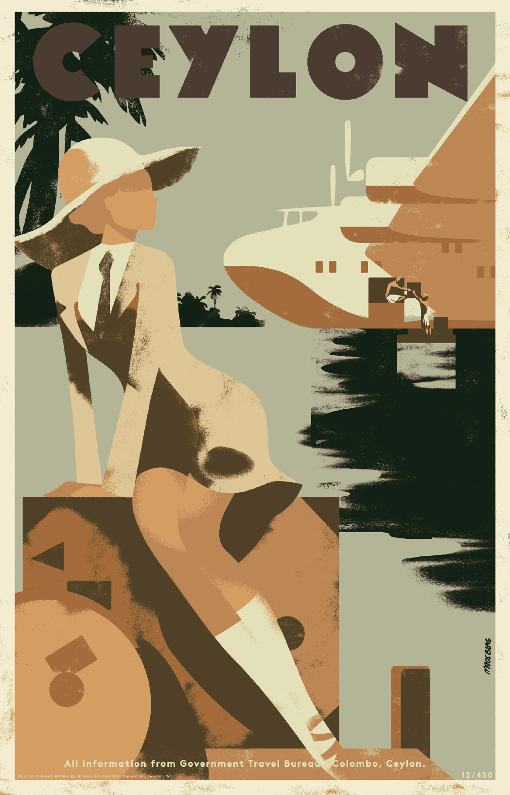 Ceylon (Khaki) - Koggala Lake, Via The Clipper Trans Ocean Service Australia - Ceylon - Britain, 1940s.