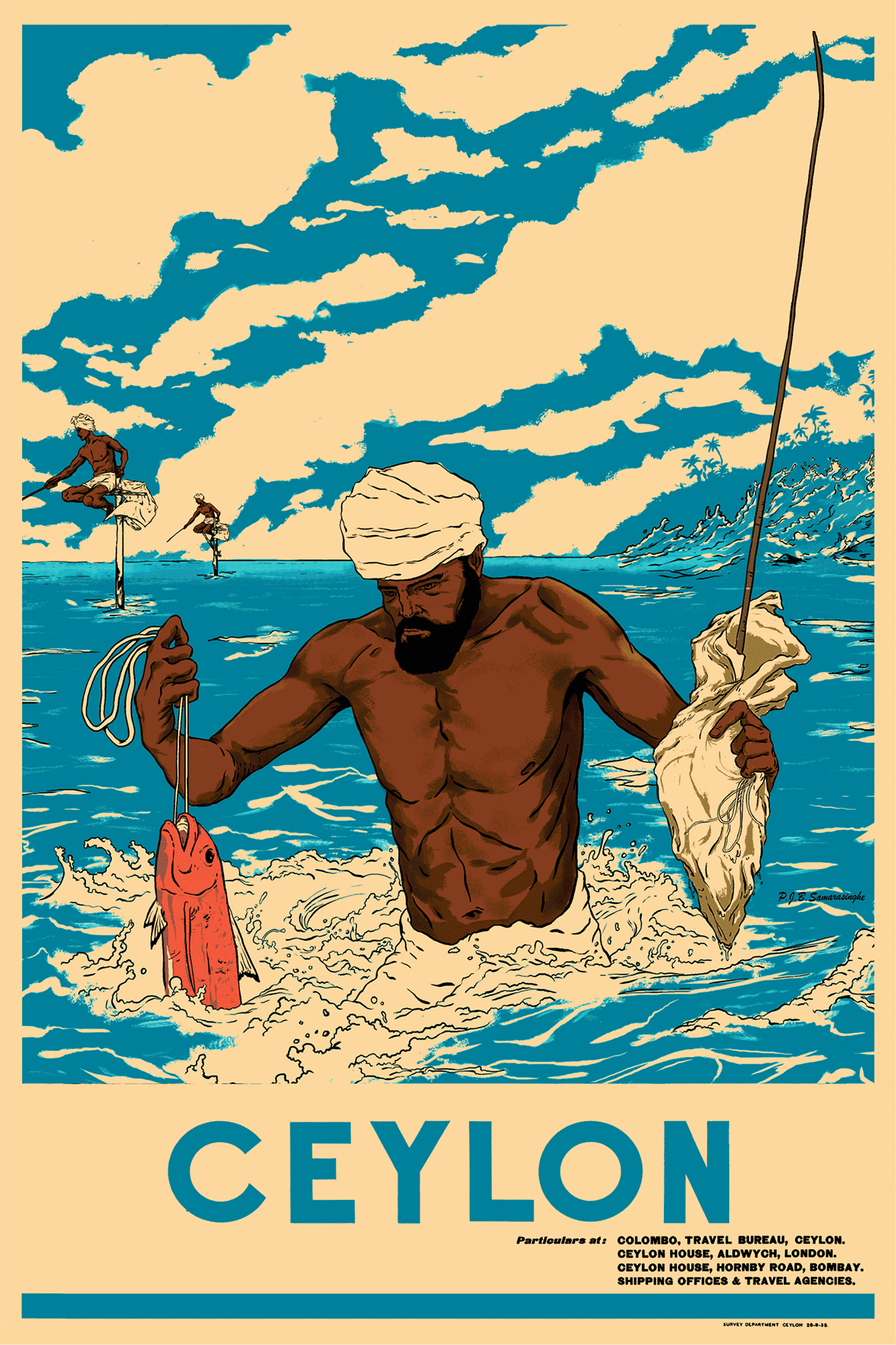 Red Snapper, Weligama (Stilt Fishing), Ceylon, 1938.