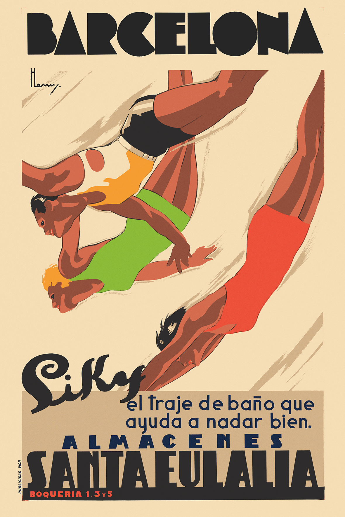 Med Swimmers, Siky, Santa Eulalia, Barcelona, 1930s.