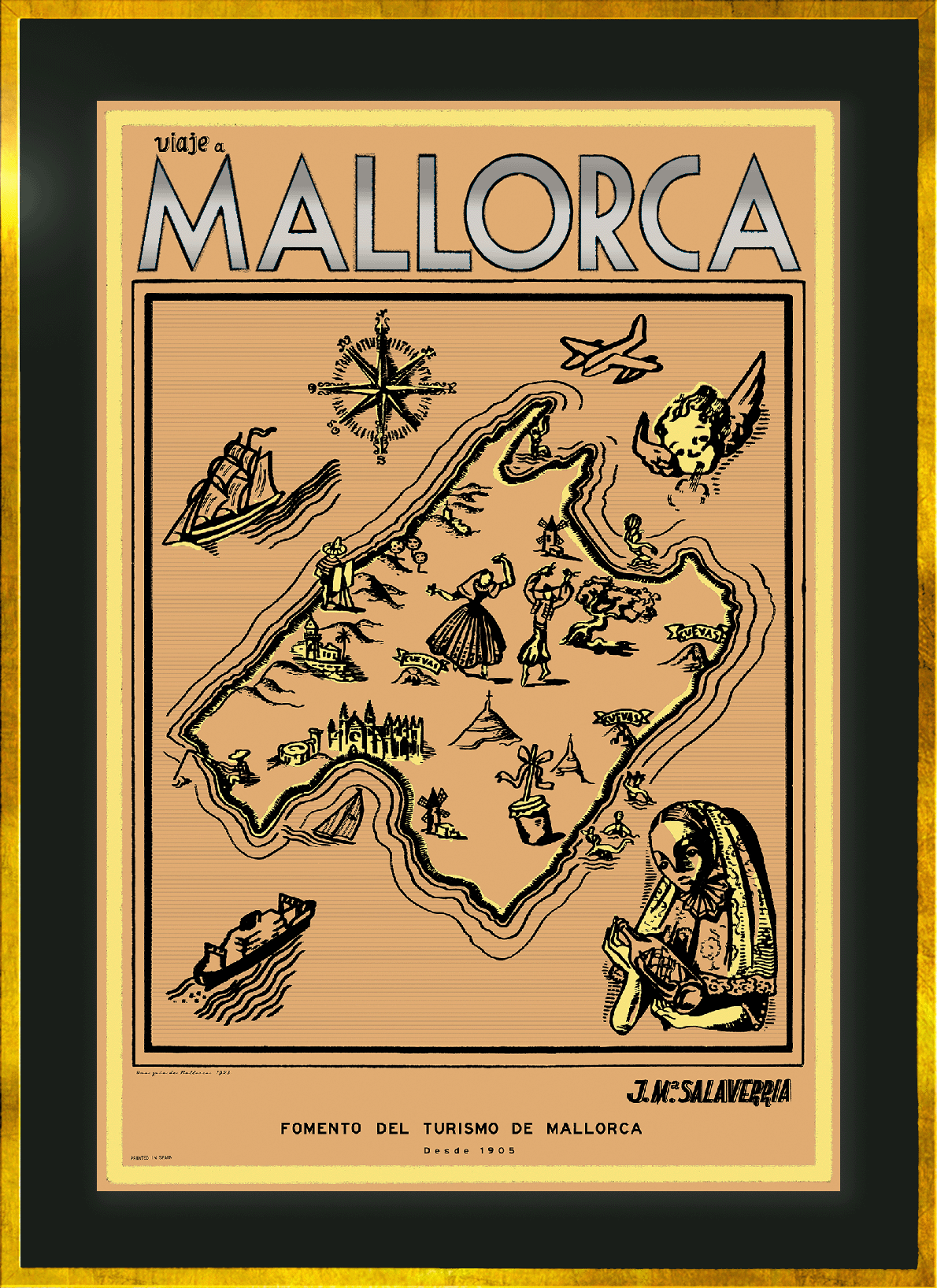 Viaje a Mallorca Map, 1928 (Yellow)