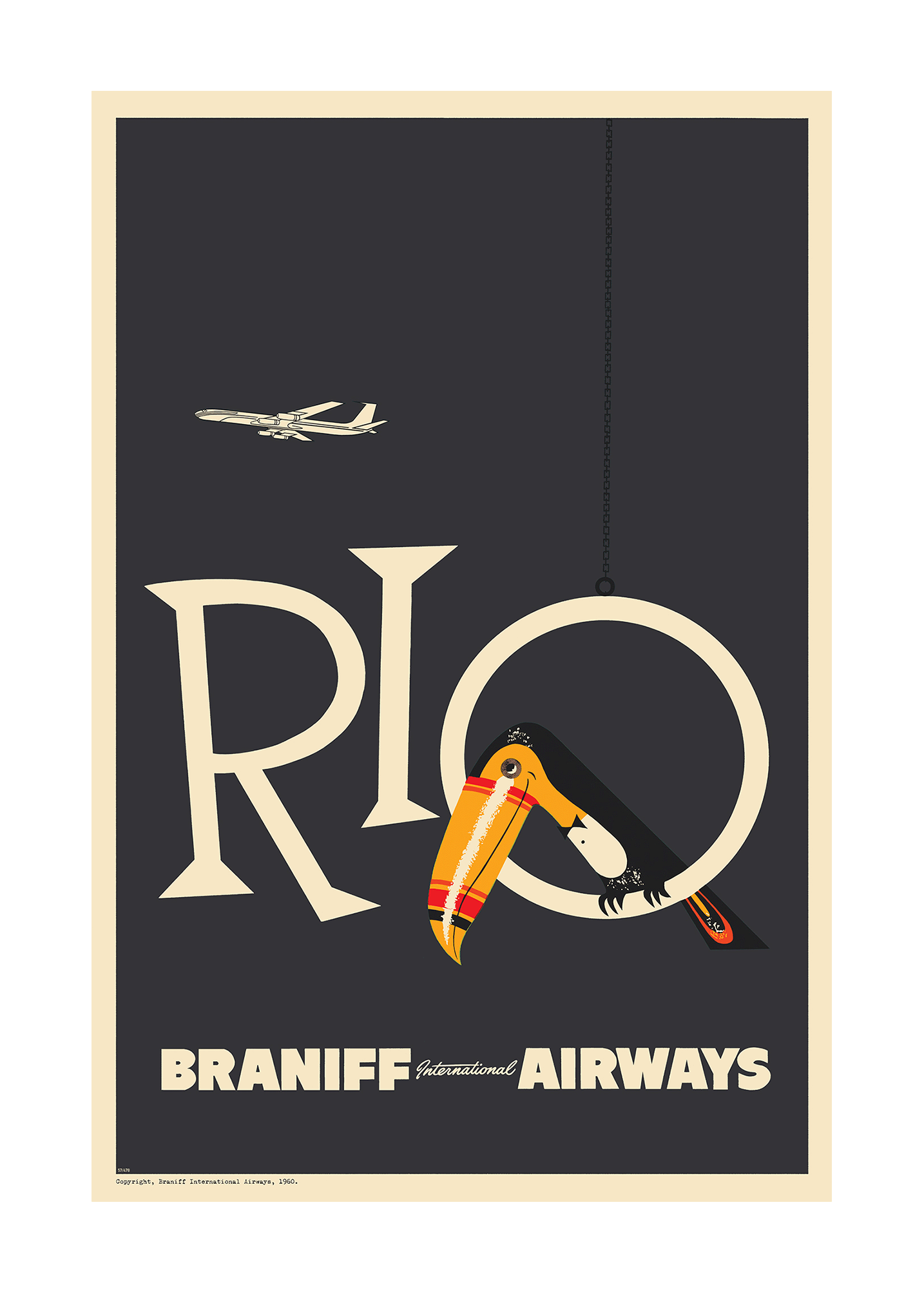 Braniff Rio Toucan Welcome to Brazil, 1959. (Graphite)