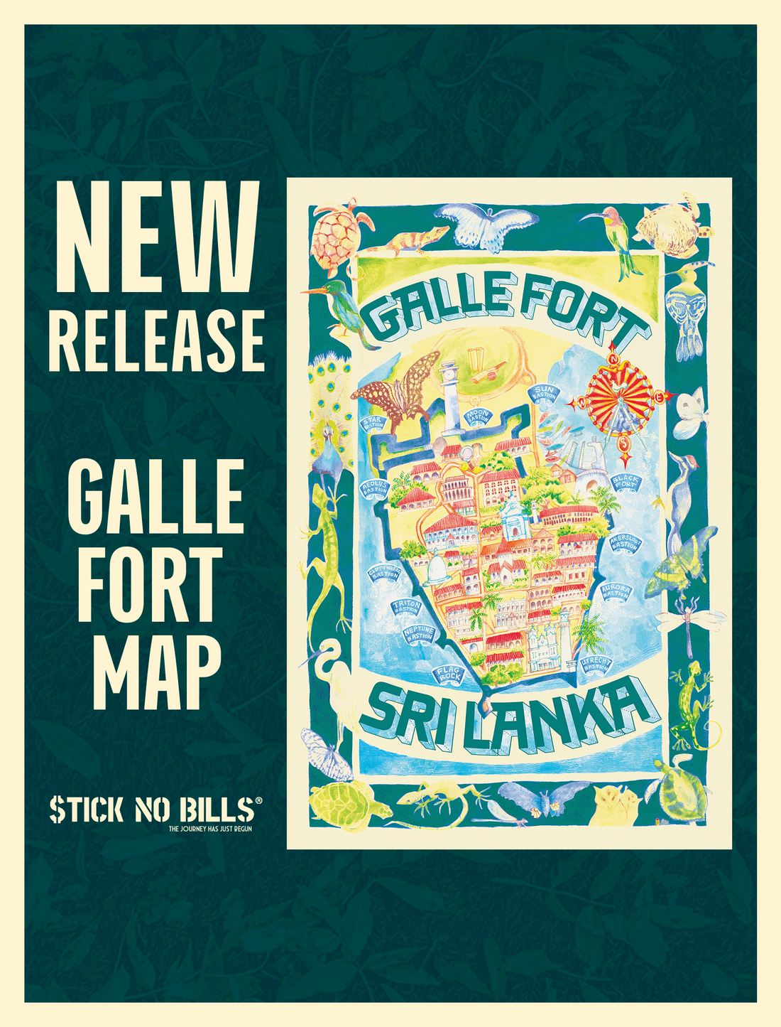 NEW RELEASE: No Bill Piece Prize 2025 for Asia Galle Fort Map, Sri Lanka (Blue) and (Jade