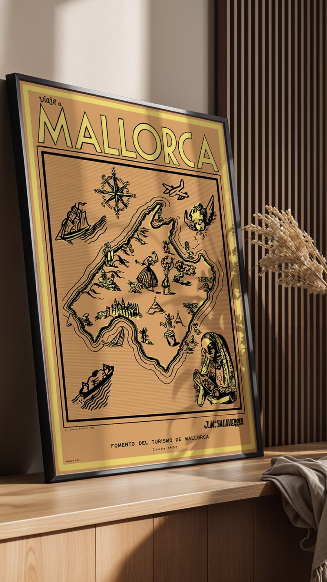 Viaje a Mallorca Map, 1928 (Yellow).