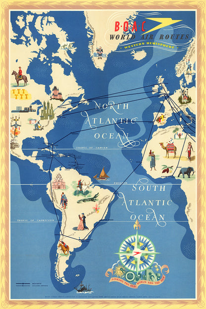 B.O.A.C:, World Air Routes, 1949. [Western Hemisphere]