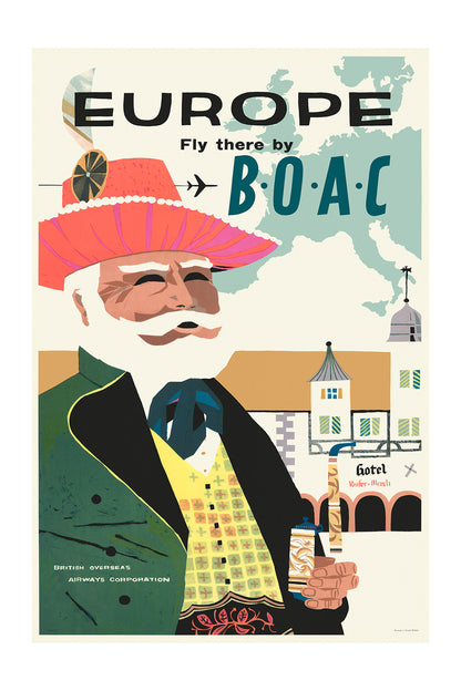 Europe, Fly there by B.O.A.C., 1950s. [Central]