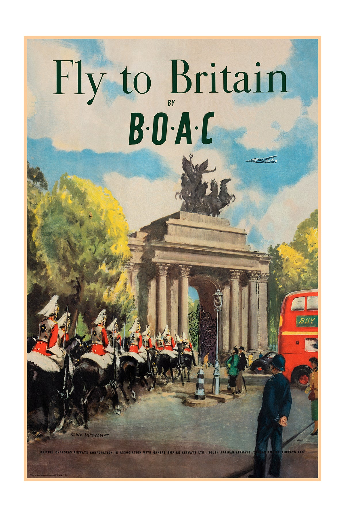 Fly to Britain by B.O.A.C., 1950s. [Green Park Arch]