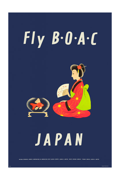 Japan, Fly B.O.A.C., 1950s. [Geisha]