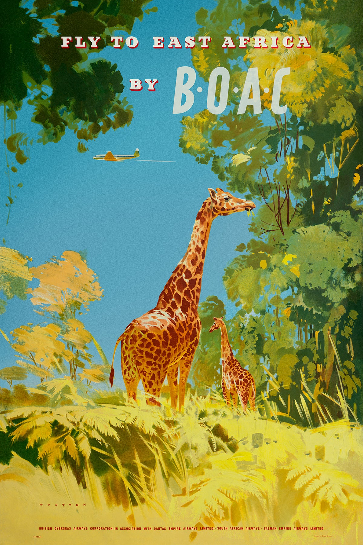 Fly to East Africa by B.O.A.C., 1950s. [Giraffe]