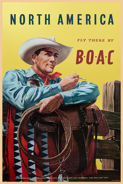 North America, Fly there by B.O.A.C., c.1953. [Cowboy & lasso]