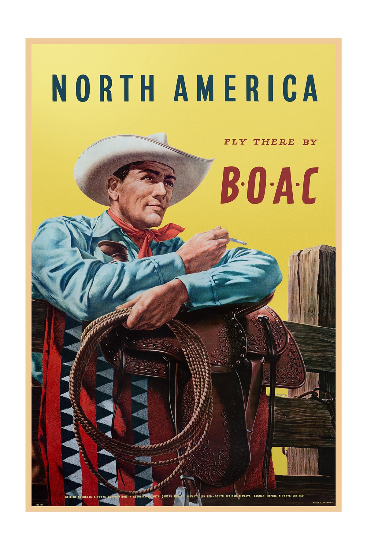 North America, Fly there by B.O.A.C., c.1953. [Cowboy & lasso]