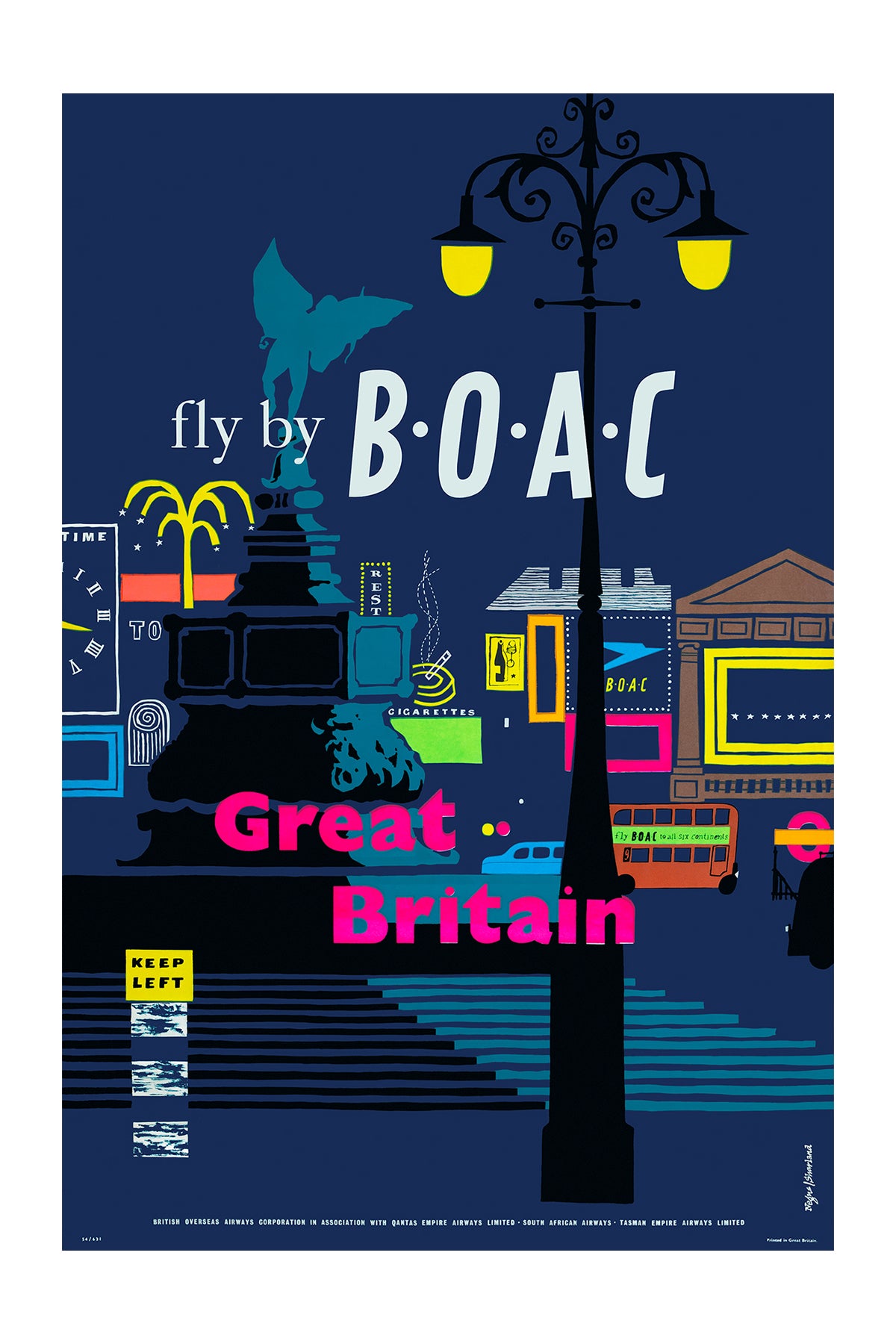 Great Britain, Fly by B.O.A.C., 1950s. [Piccadilly]