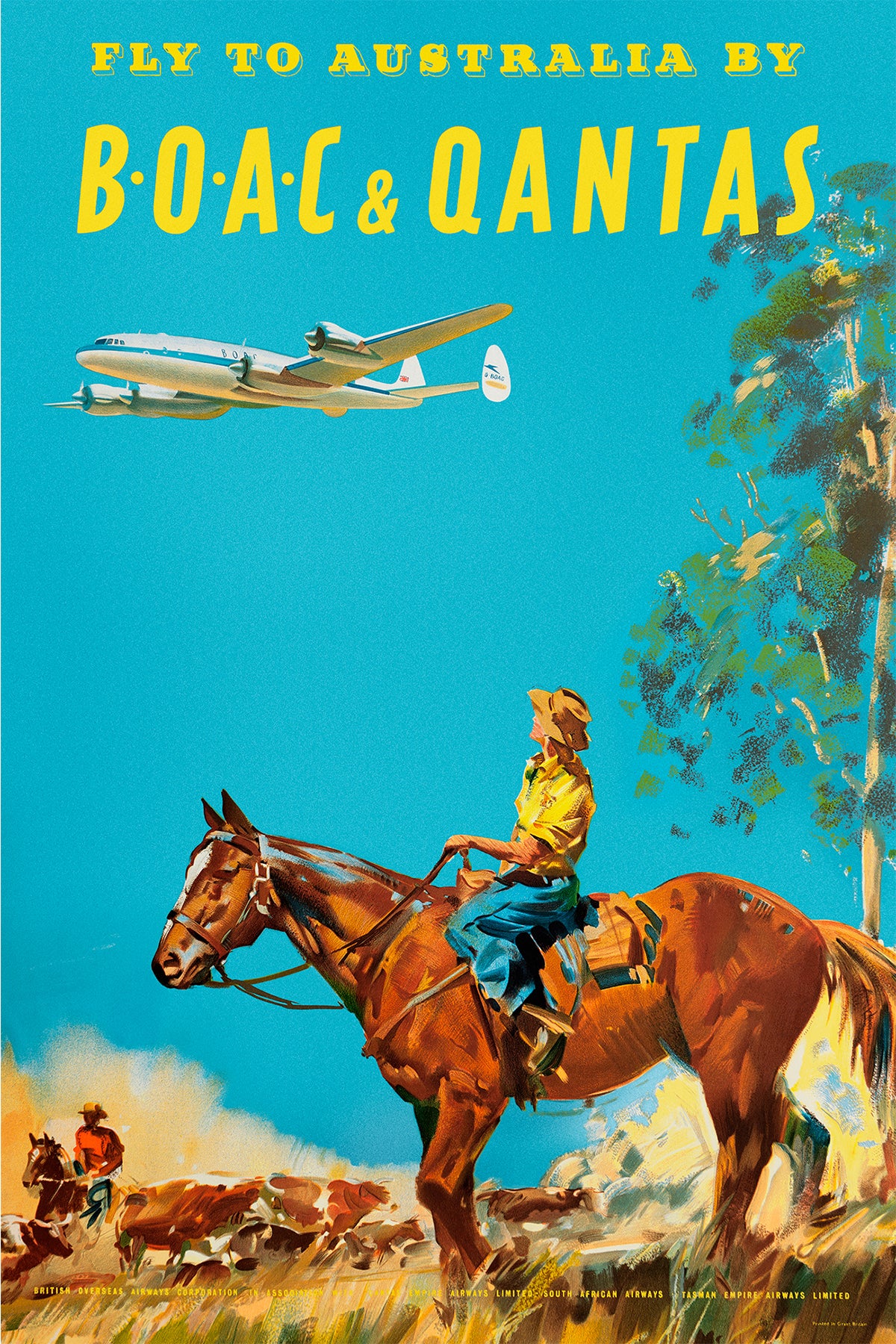 Fly to Australia by B.O.A.C. & Qantas, 1950s. [Rancher]