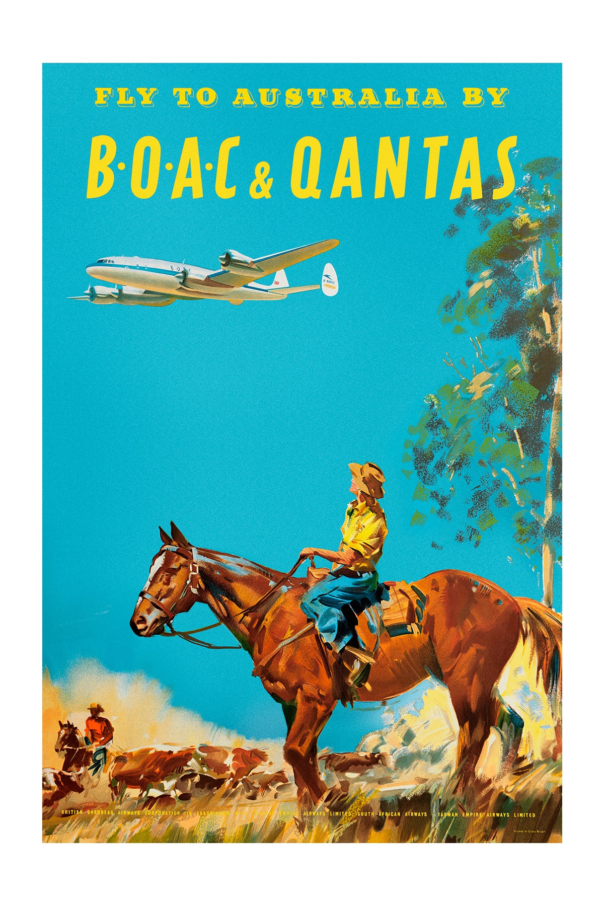 Fly to Australia by B.O.A.C. & Qantas, 1950s. [Rancher]