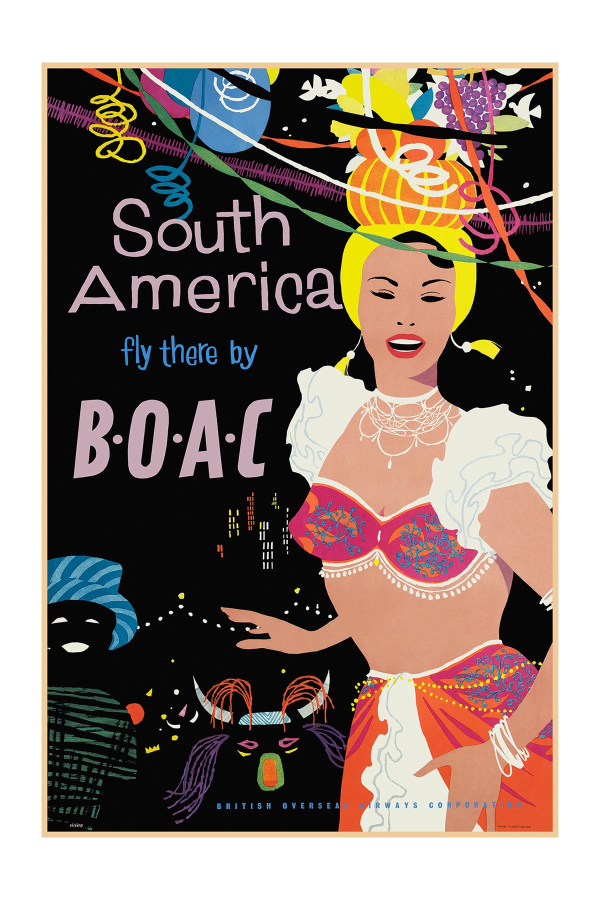 South America, Fly there by B.O.A.C, 1950s. [Samba]