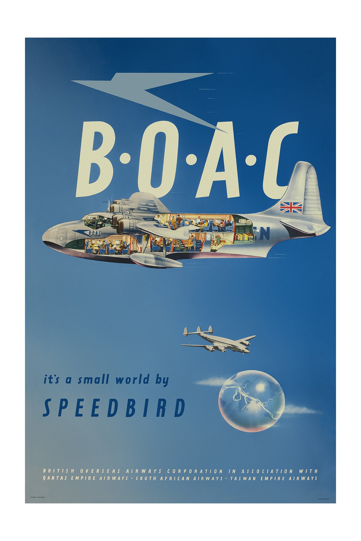 It's a small world by Speedbird, B.O.A.C., 1940s. [Hythe Speedbird flying boat cross section]