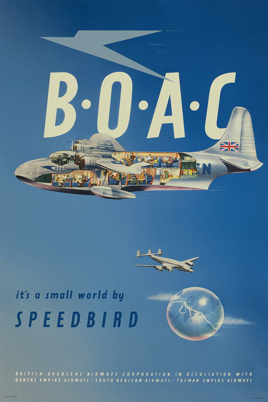 It's a small world by Speedbird, B.O.A.C., 1940s. [Hythe Speedbird flying boat cross section]