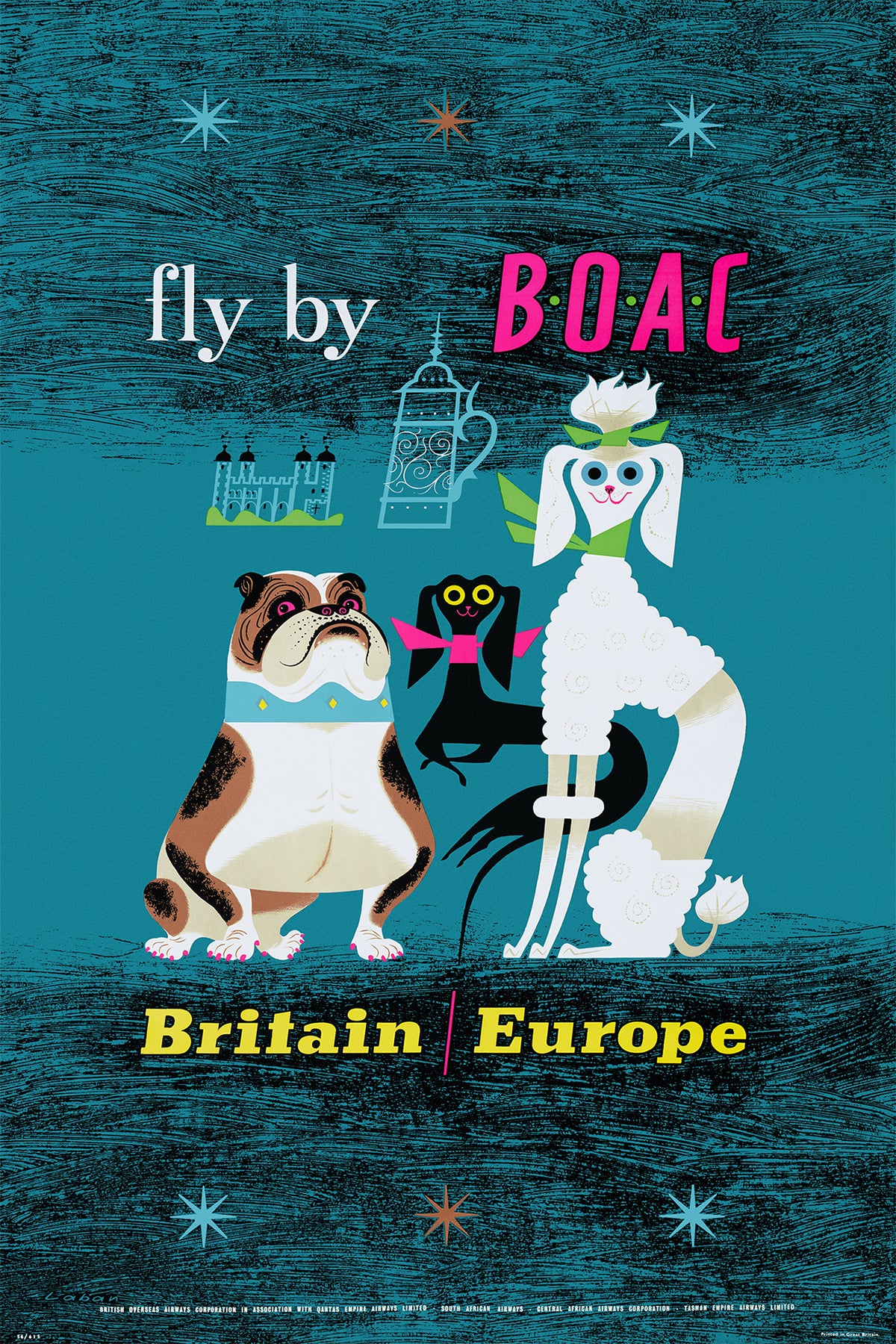 Britain / Europe, Fly by B.O.A.C., 1950s. [Dogs]