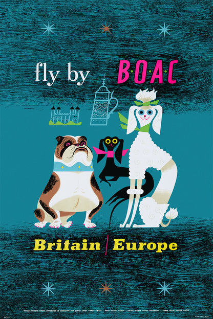 Britain / Europe, Fly by B.O.A.C., 1950s. [Dogs]