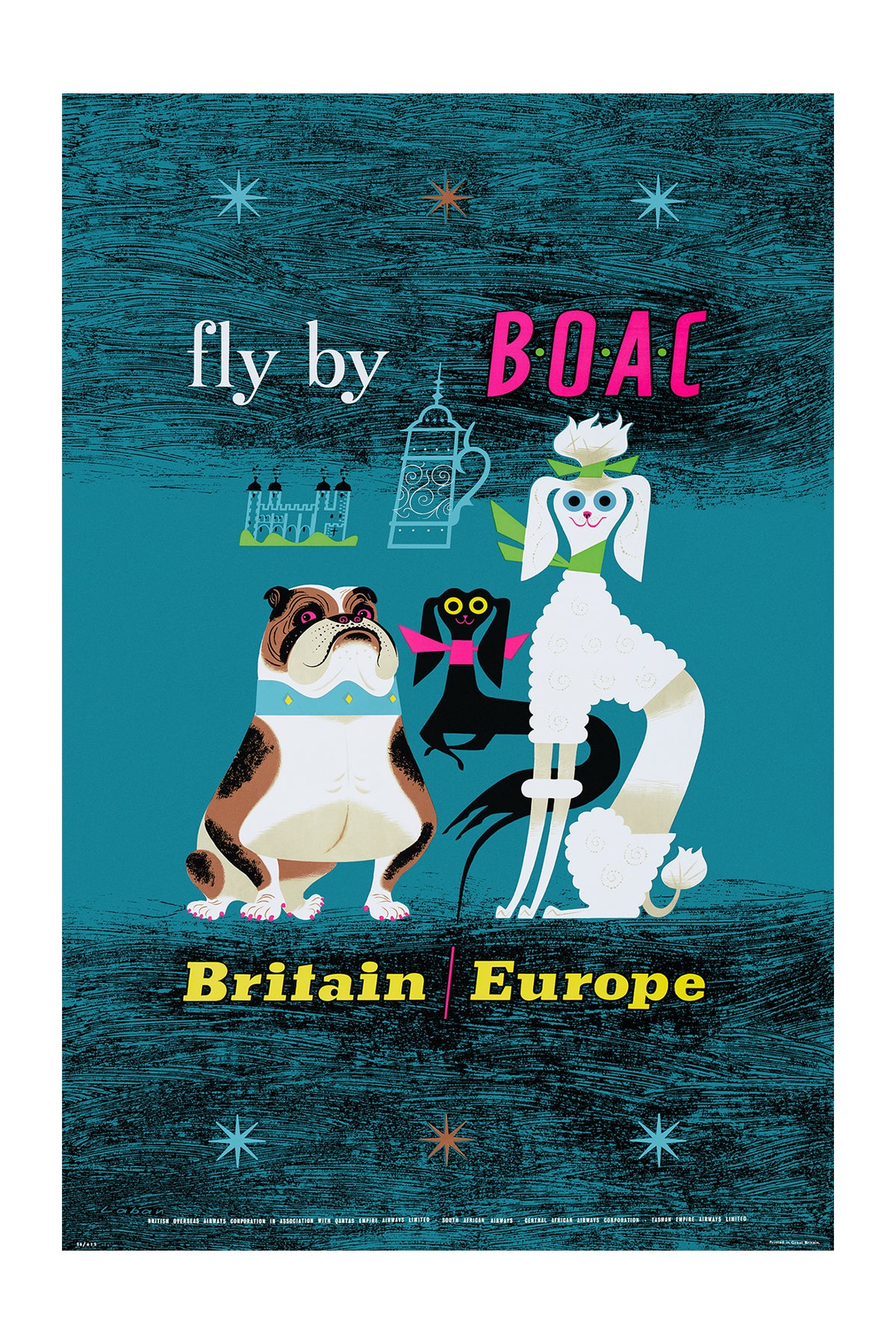 Britain / Europe, Fly by B.O.A.C., 1950s. [Dogs]