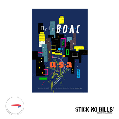 USA, Fly by B.O.A.C., 1950s. [Hotel]