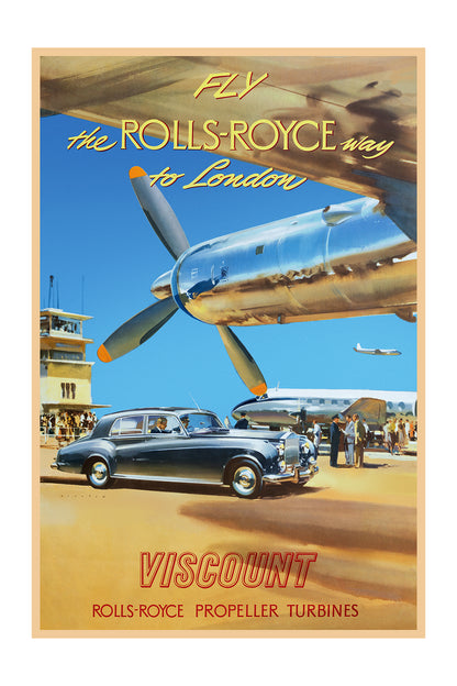 Fly the Rolls-Royce Way to London, 1950s. [Viscount]