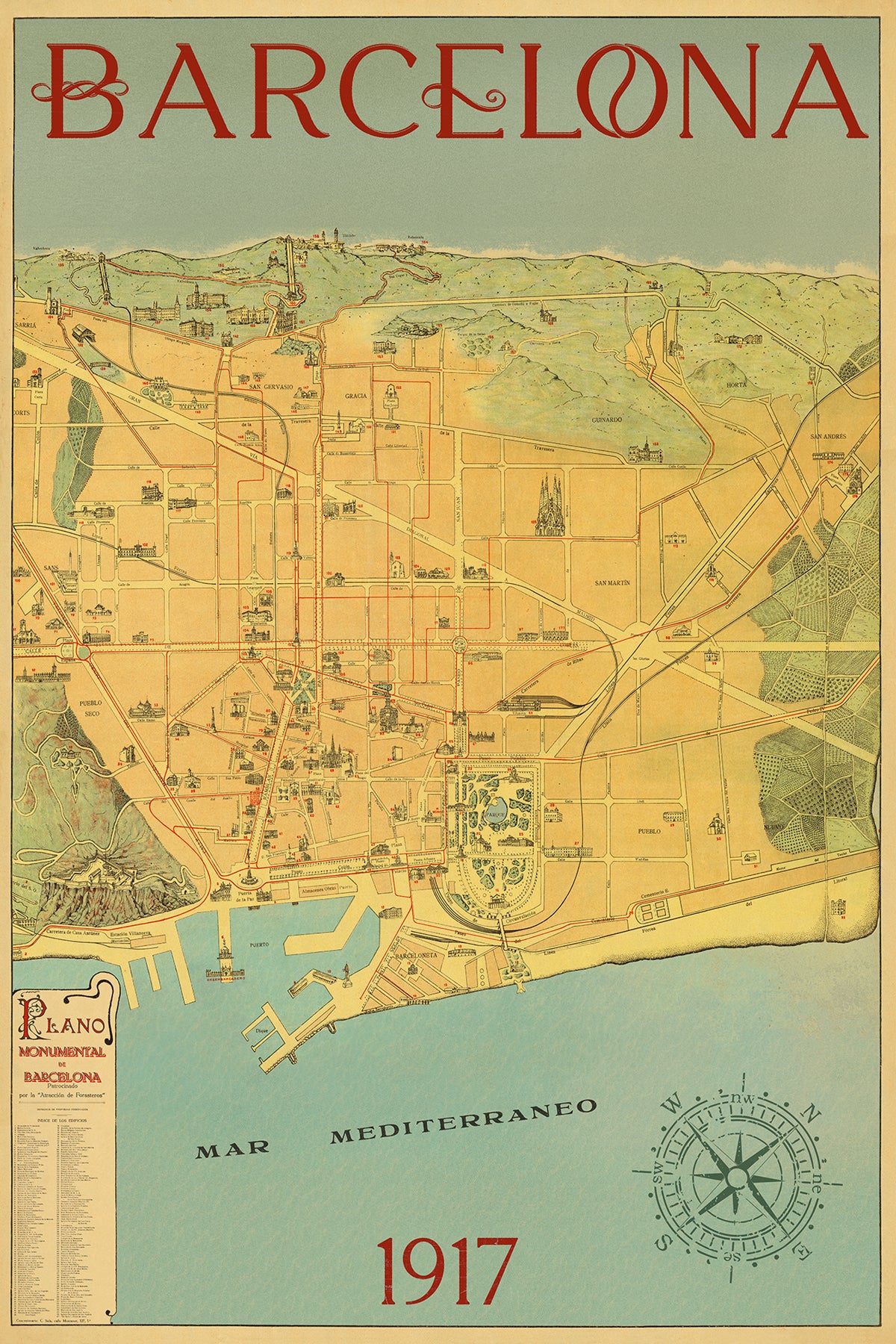 Plano Monumental de Barcelona, c.1917.