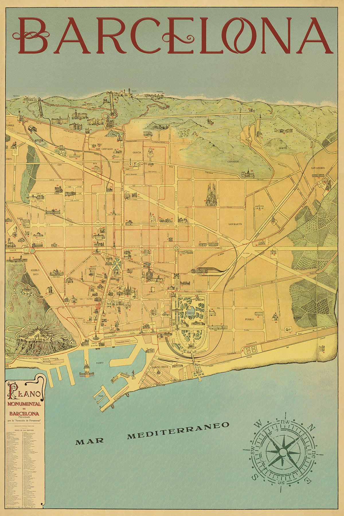 Plano Monumental de Barcelona, c.1912.