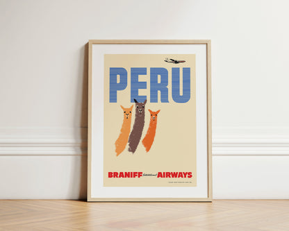 Peru, Braniff International Airways, 1950s [Llamas].