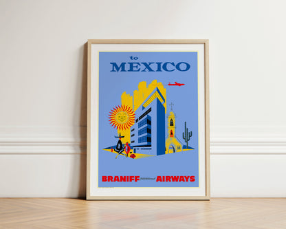To Mexico City, Braniff International Airways, 1950s [City]. (Blue)