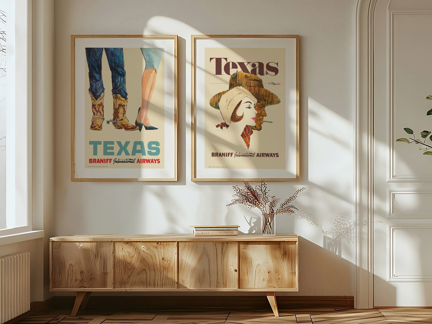 Texas, Braniff International Airways - United Air Lines, 1960s [Cow boots].