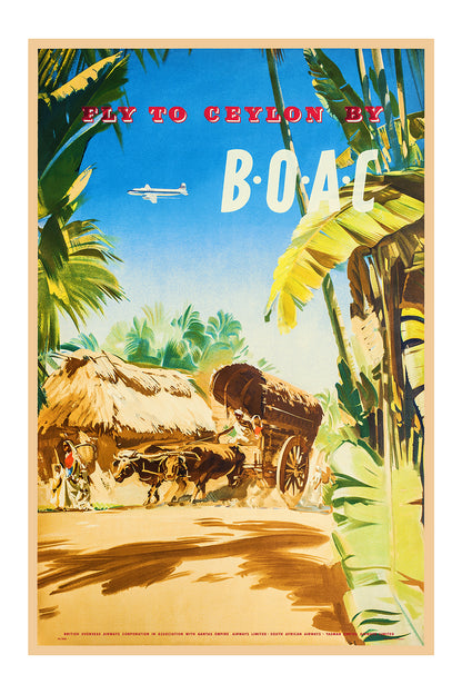 Fly To Ceylon By B.O.A.C., 1950s [Ox Cart].