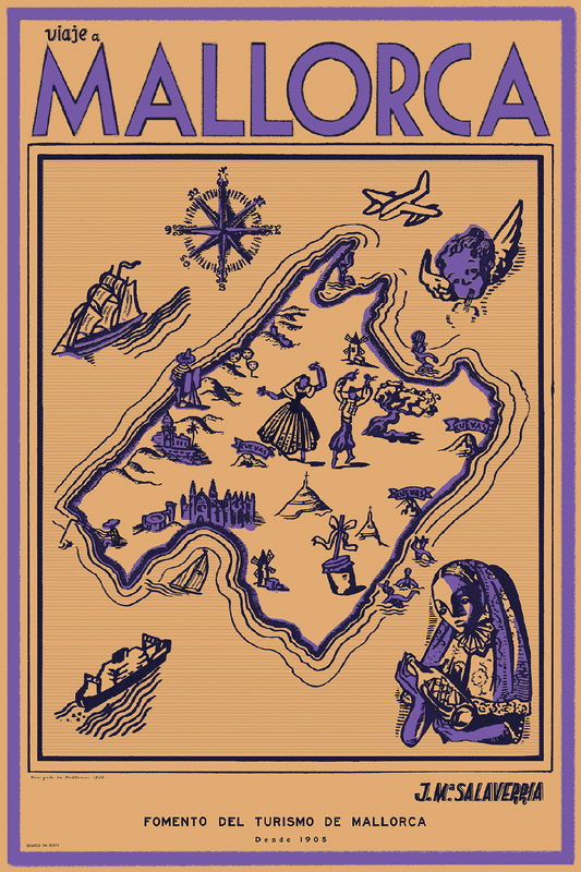 Viaje a Mallorca Map, 1928 (Purple).