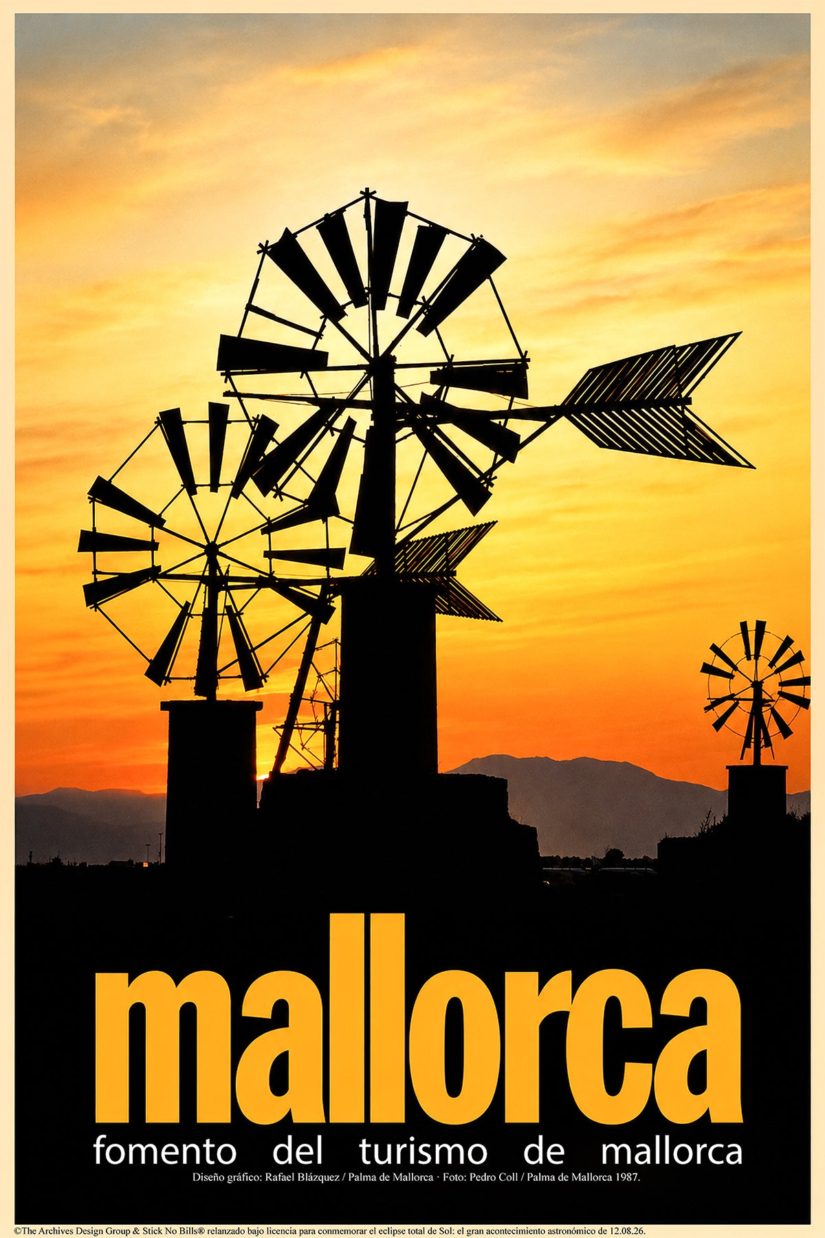 Molinos y sol poniente, Pla de Mallorca, 1998. [Fomento del Turismo].