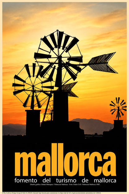 Molinos y sol poniente, Pla de Mallorca, 1998. [Fomento del Turismo].