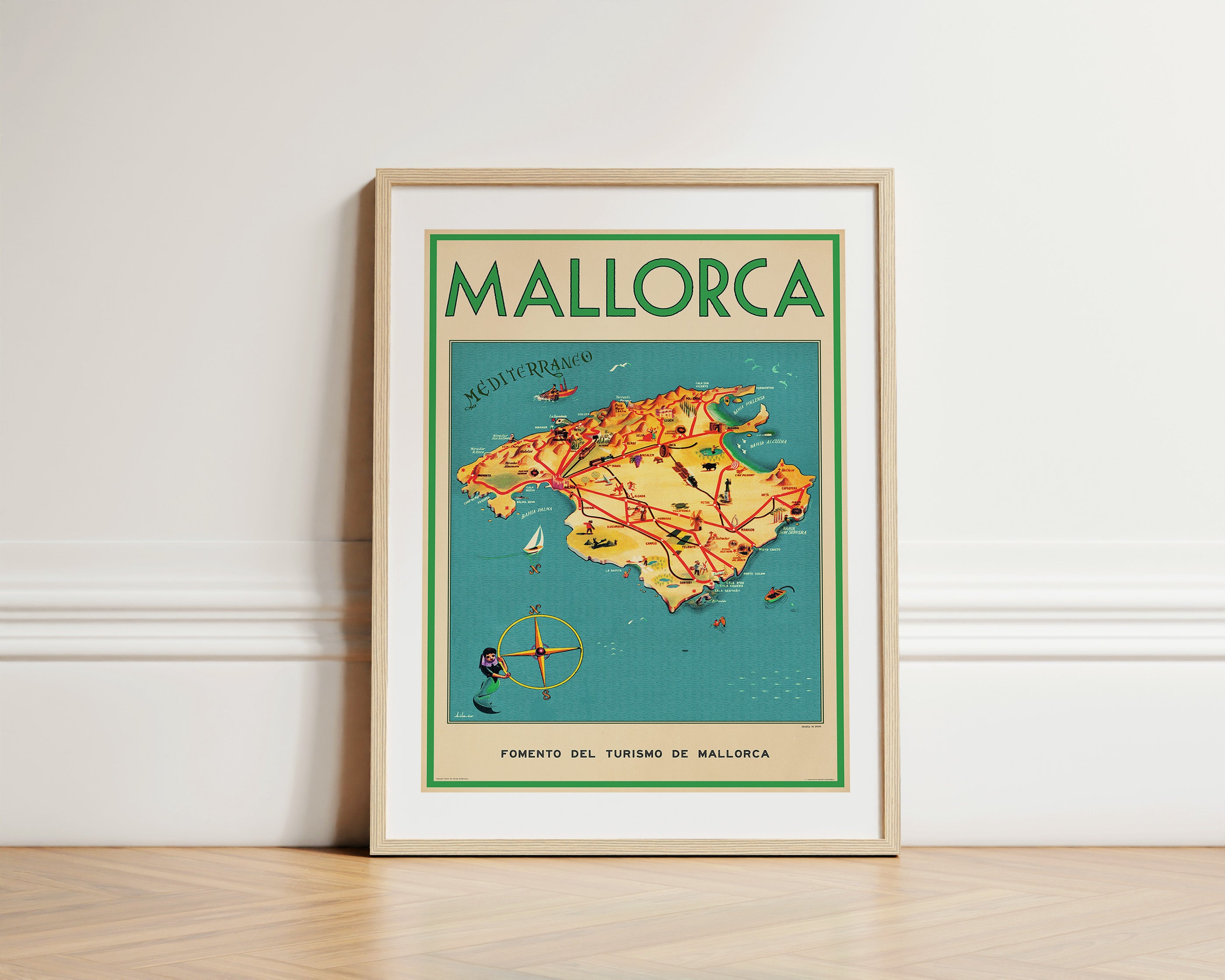 Mapa de Mallorca, 1950s. [Mediterráneo] – Stick No Bills