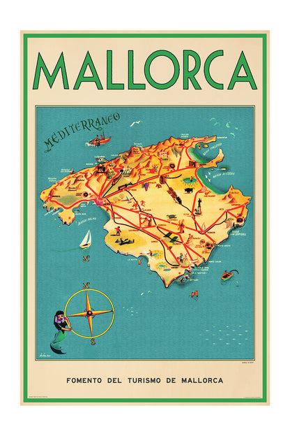 Mapa de Mallorca, 1950s. [Mediterráneo]