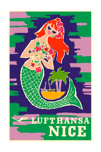 Lufthansa, Nice, 1960s [Mermaid - Green].