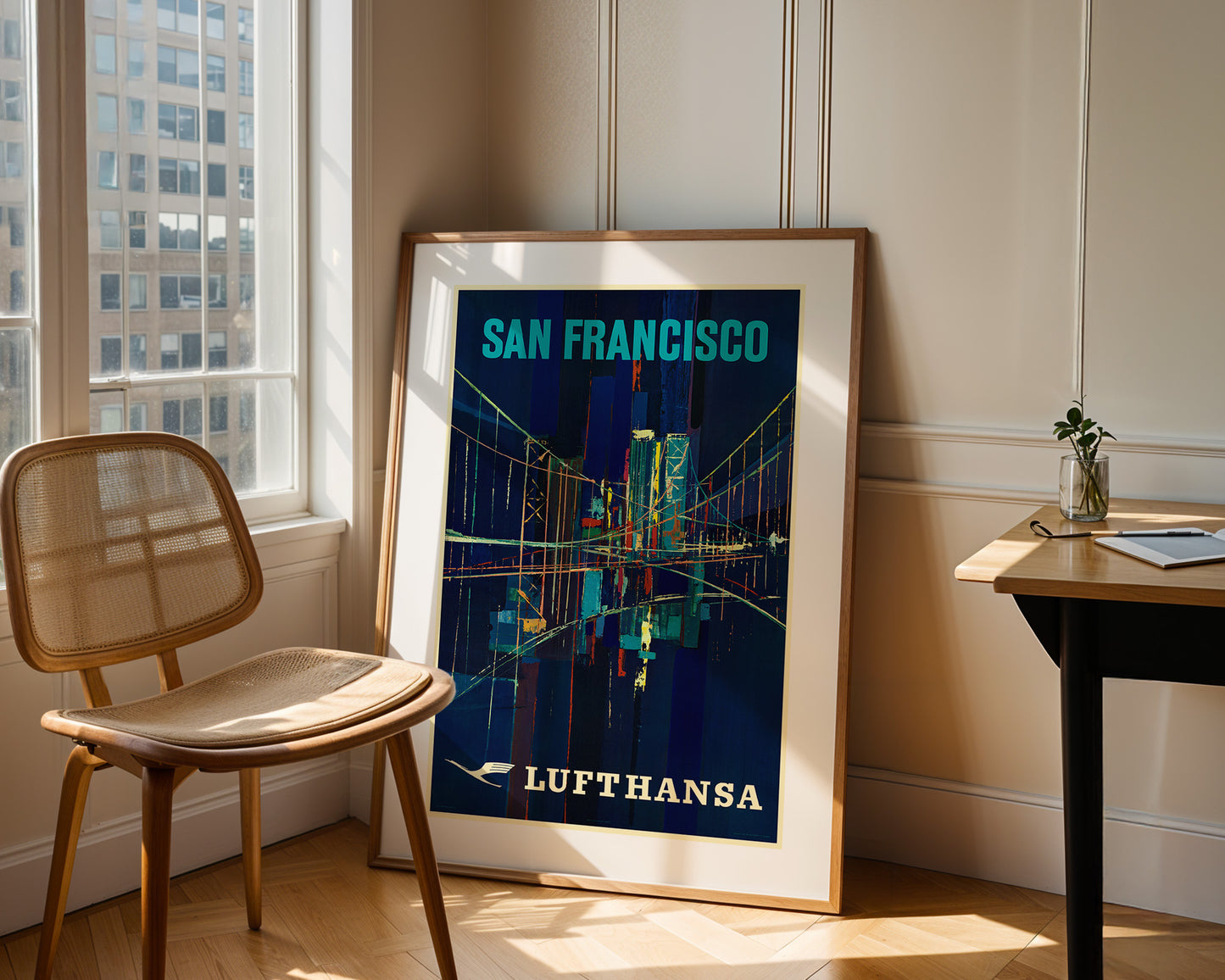 Lufthansa, San Francisco, 1960s [Oakland Bay Bridge].