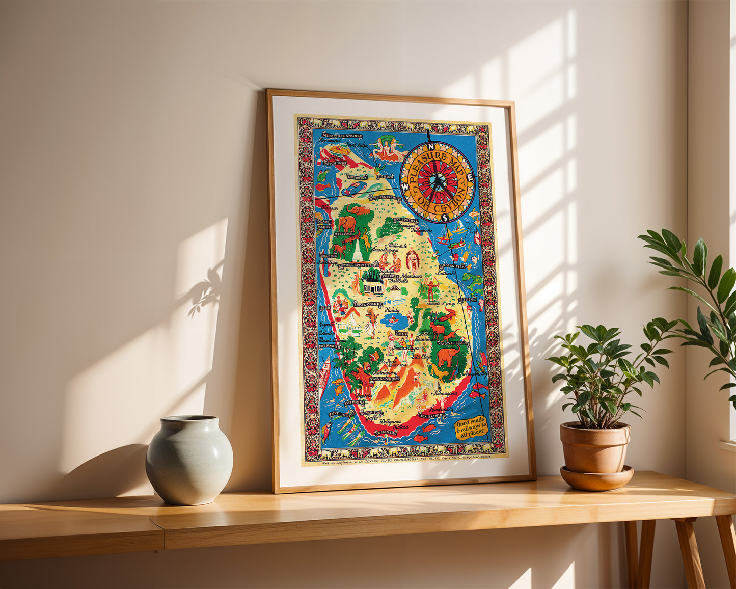 Pleasure Map Of Ceylon, 1940s (First Edition - Blue) .