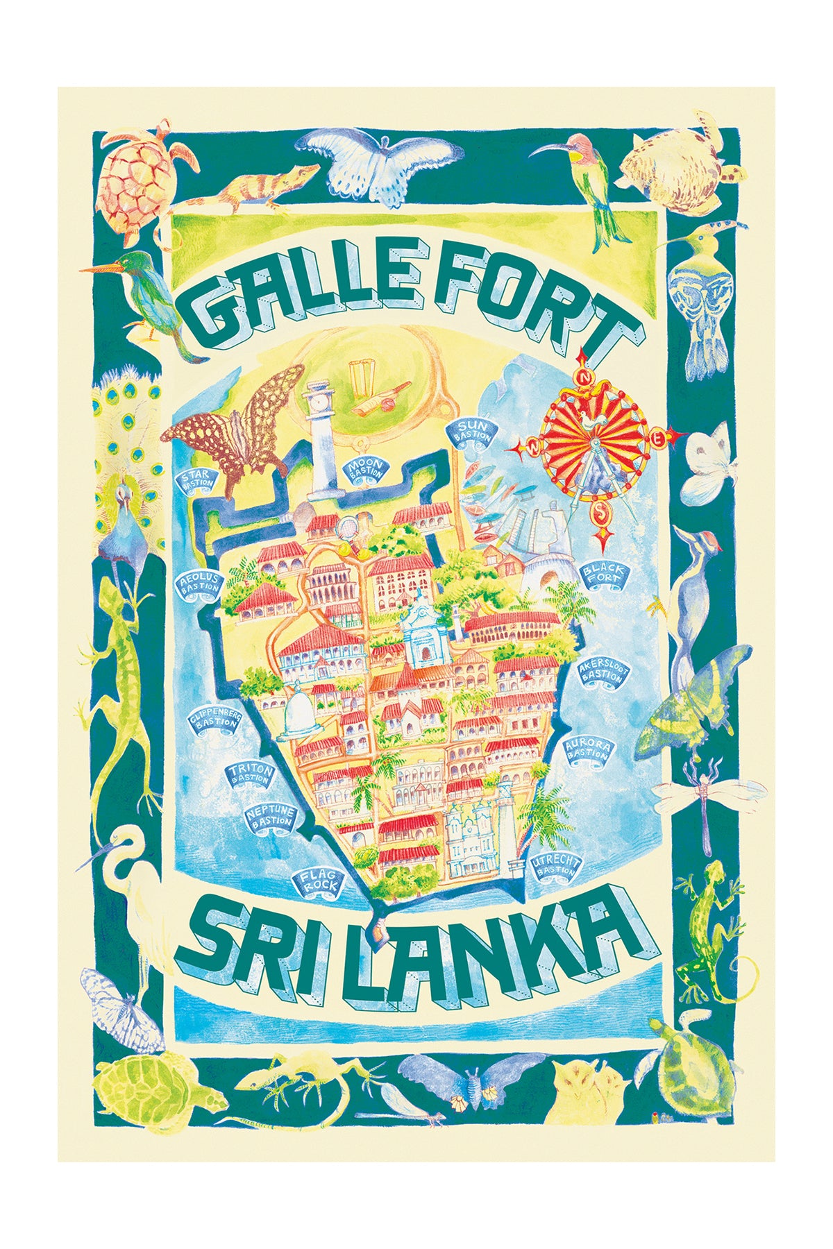 Galle Fort Map, Sri Lanka. [Jade]