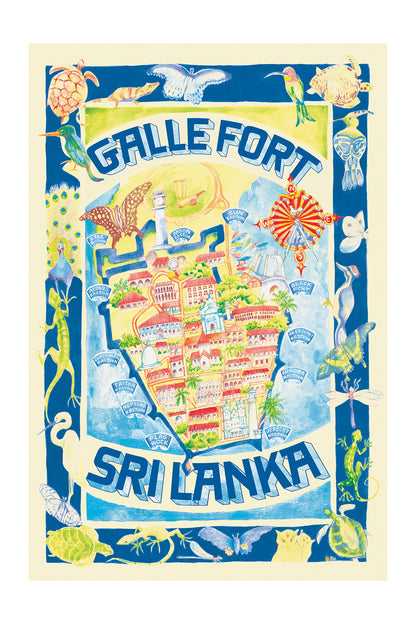 Galle Fort Map, Sri Lanka. [Blue]