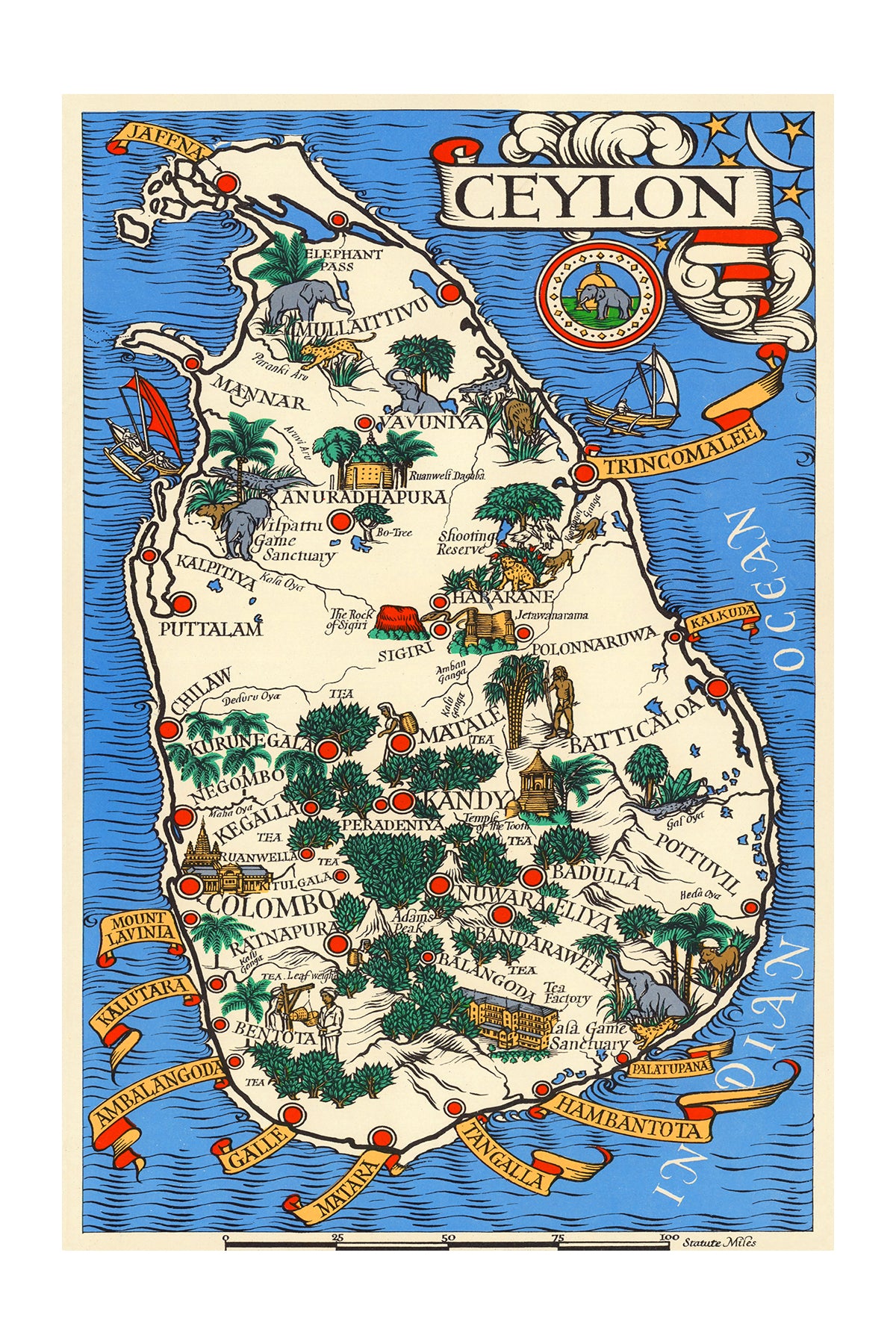 Ceylon Tea Map. [A Great Industry - Where Our Tea Comes From, 1937]