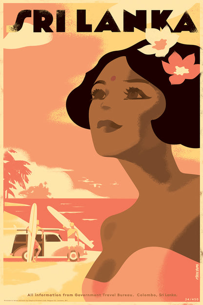 Sri Lanka, (Just After Sunset), Surfing at Taprobane Island, Weligama.