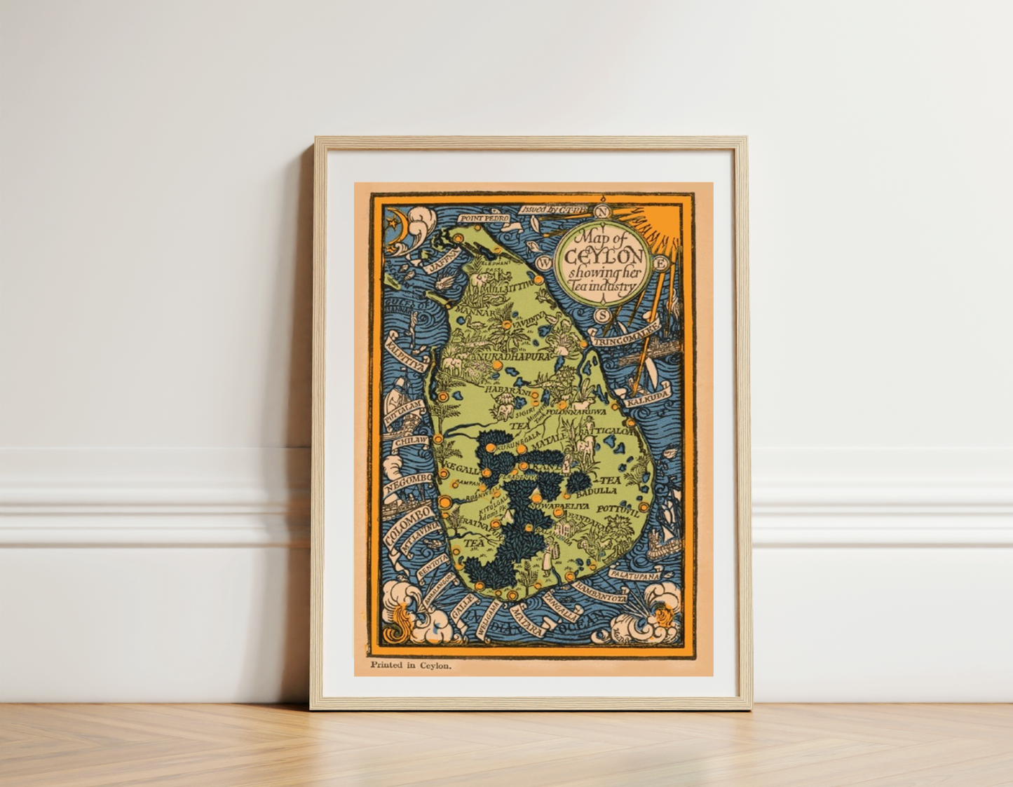 Map of Ceylon showing her Tea Industry, 1934. [Mini Map]