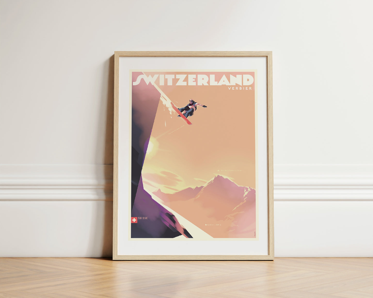 Snowboarding, Verbier, Switzerland.